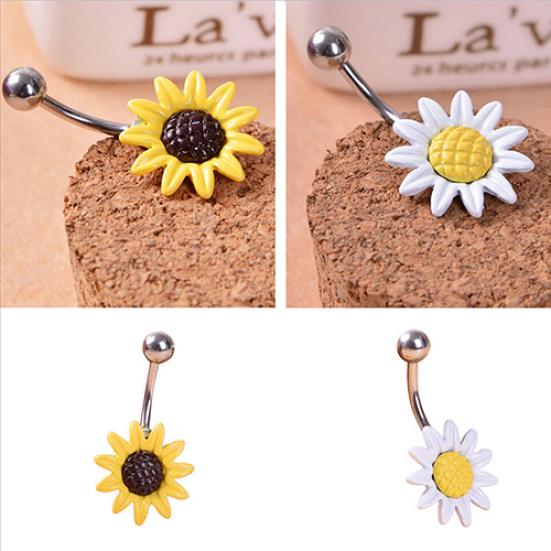 Sunflower Flower Bar Navle Barbell Ring Navle Piercing smykker
