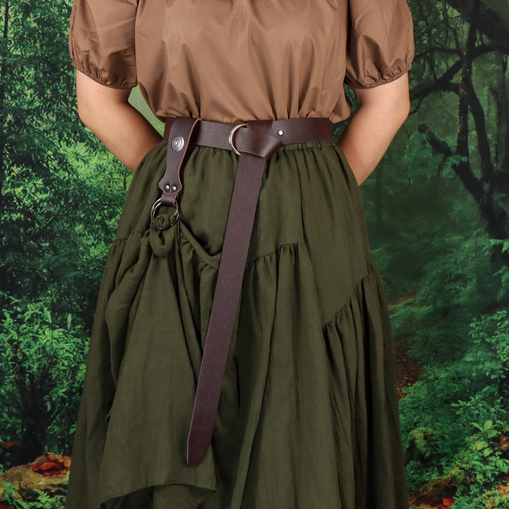 2-Piece Set Medieval Plain Leather Belt Waist Accessory PU Belt Renaissance Viking Skirt and Hiking Accessories