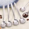Silver Long Handle Stirring Dessert Spoons Stainless Steel Coffee Spoon Dessert Seasoning Tools Home Kitchen Accessories