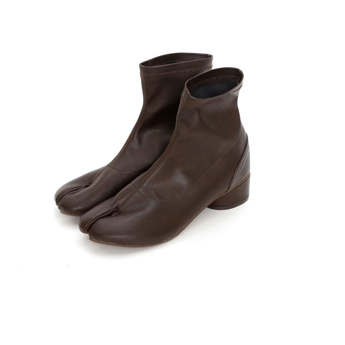 

Vivian Fashion Boots, Tabi Design Stretch Short Boots, Dark Brown