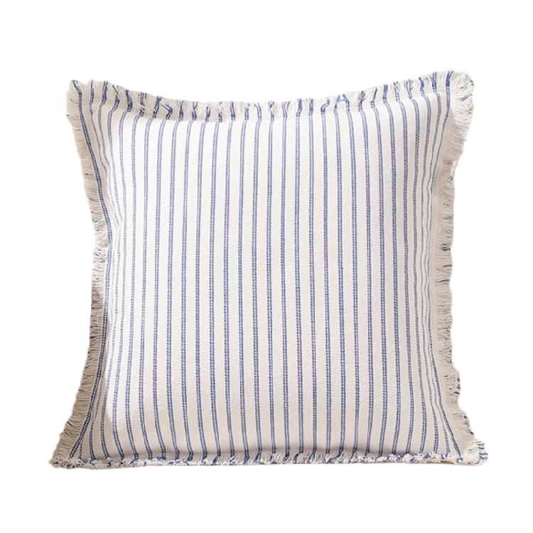 Наволочка в стиле Фармхаус с синей черной светло-серой строчкой цвет на выбор для декора дивана или кровати небесно-голубой 890₽