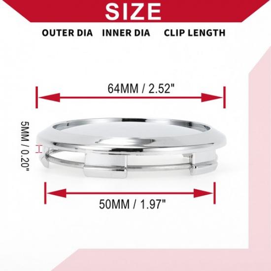 Single Car Wheel Center Hub Cap Rim Cover Hub Cap 2.52" OD Chrome Universal