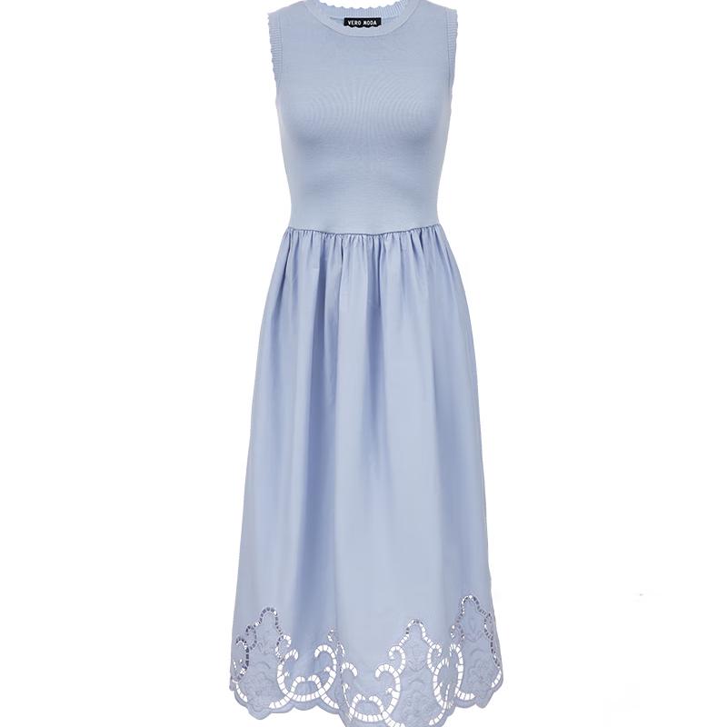 VEROMODA 2025 Summer Hollow Lace A-Line Floral Midi Dress (32527A042)