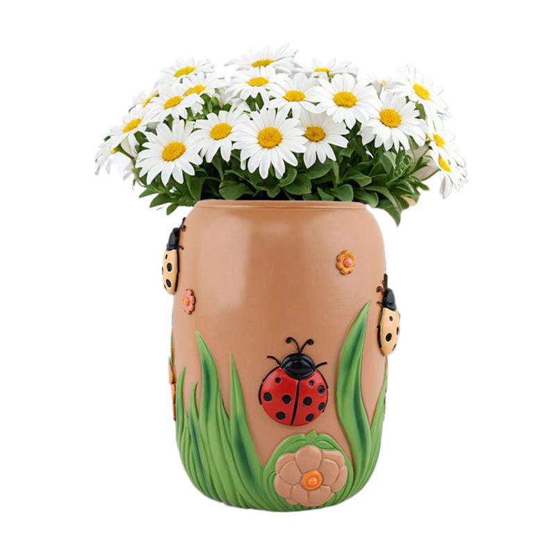 

Cute Seven Star Ladybug Resin Vase Modern Decorative Planter Flower Pot Home Desktop Balcony Garden Bonsai Decoration United States