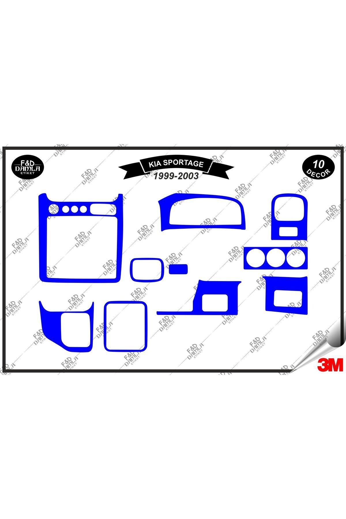 

Kia Sportage 1999-2003 Torpido Konsol Trim Göğüs Maun Kaplama Set 10 Parça Mavi