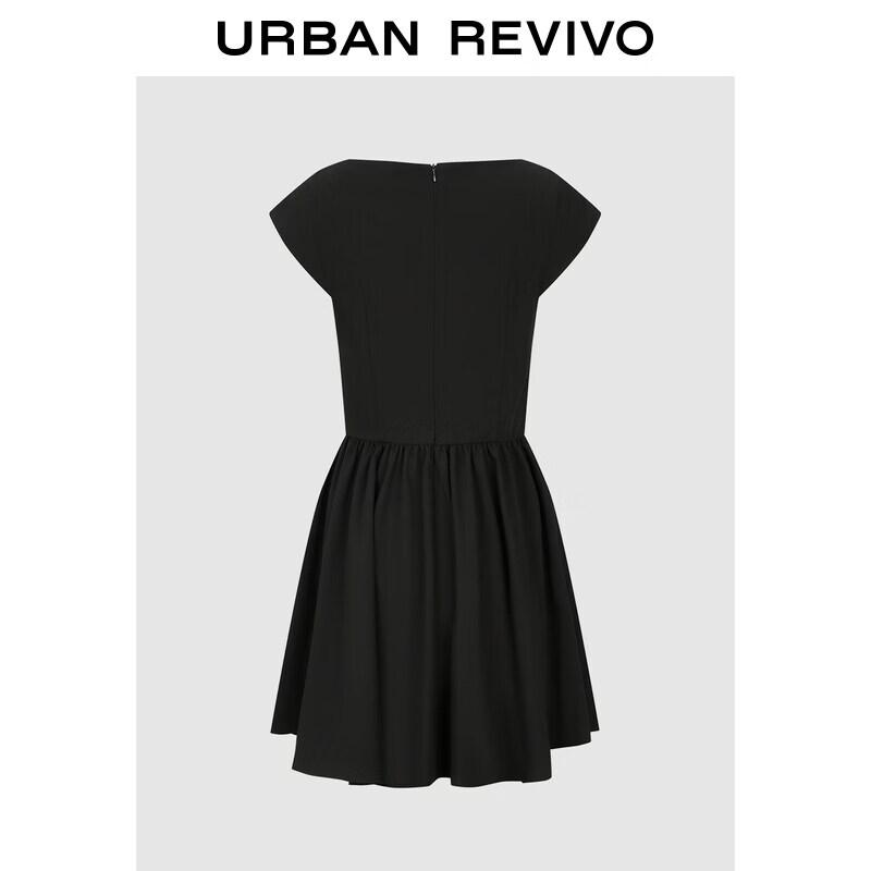 UR 2026 Summer Women s U-Neck Pleated Waist Dress S