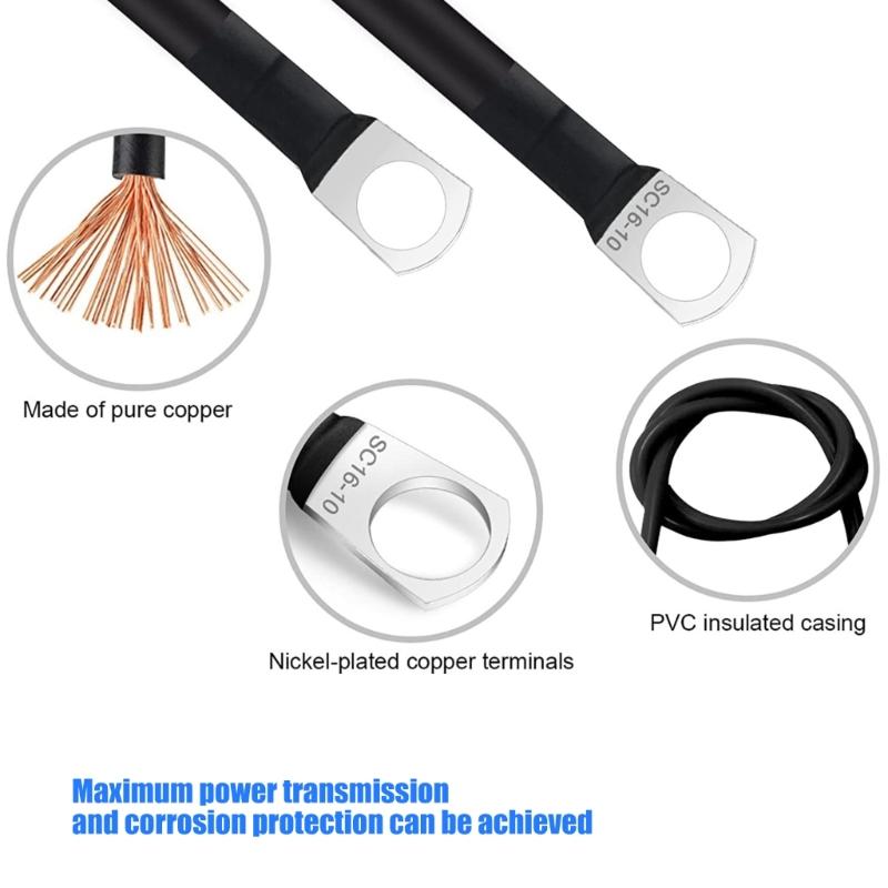 Universal 5AWG Automotive Battery Cable 30cm Battery Inverter Cable Ideal For Solar Panel Boats And Vehicles