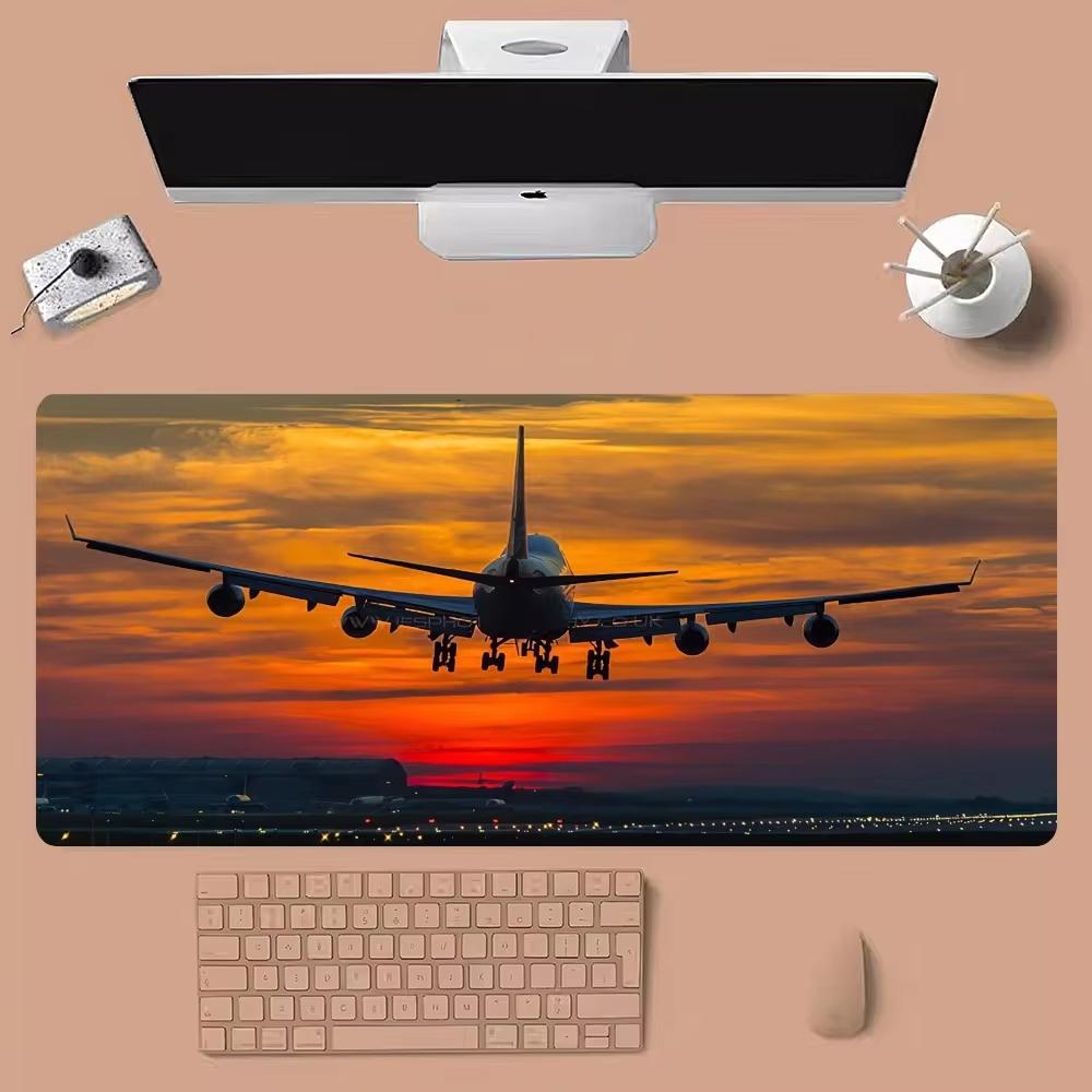 Airplane Sunset Mouse Pad Waterproof Nonslip Desk Mat for Gaming Office