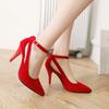 Klassische Damen High Heels Schuhe Elegante Pumps Schuhe Mode Rot Blau Schuhe mit Absatz Frau Riemchen Büro Party Hochzeitsschuhe Große Größe