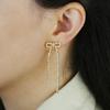 2024 Fashion Women Jewelry Thin CZ Tennis Tassel Chain Cute Bow Earring