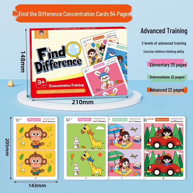 Cross-Border Erasable Training Cards - Educational Spot the Difference Game for Early Learning and Attention Development