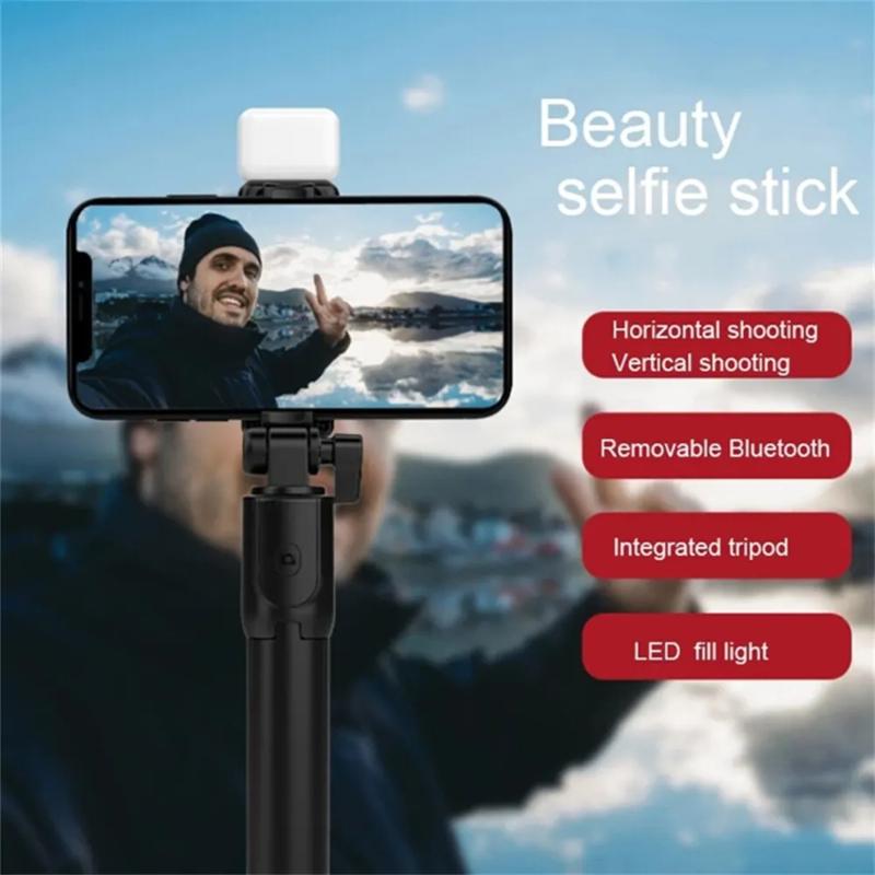 1 pz Nuovo supporto per telefono cellulare con selfie stick Bluetooth, retrattile, portatile, multifunzionale, mini treppiede con otturatore remoto wireless