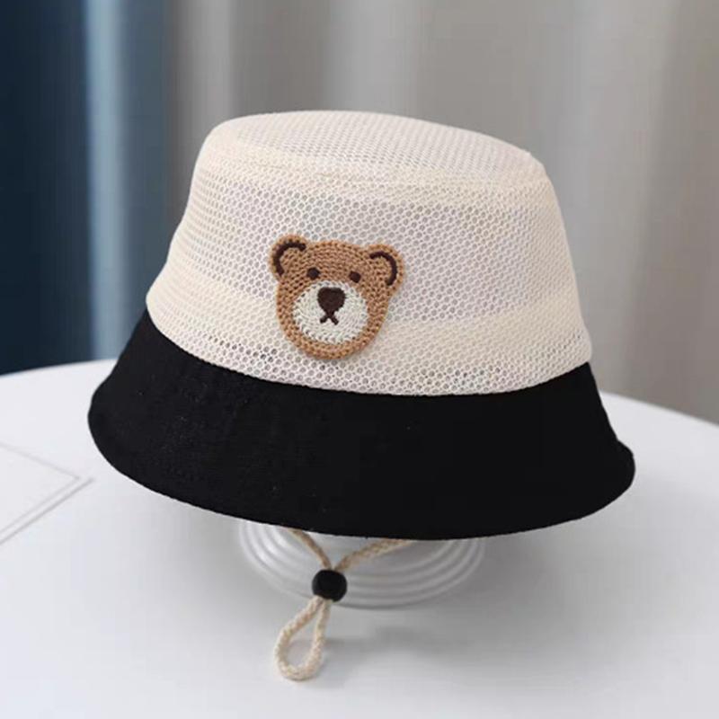 Baby Summer Fisherman Hat Cute Bear Toddler Children Mesh Breathable Sun Hat Outdoor Beach Boys Girls Panama Fisherman Hat