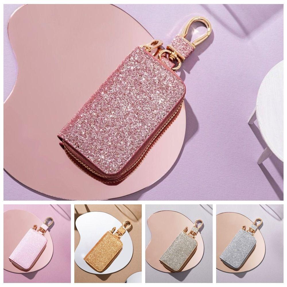 

Shiny Car Key Organiser PU Coin Bag Pendant NEW Car Key Bag рожевий