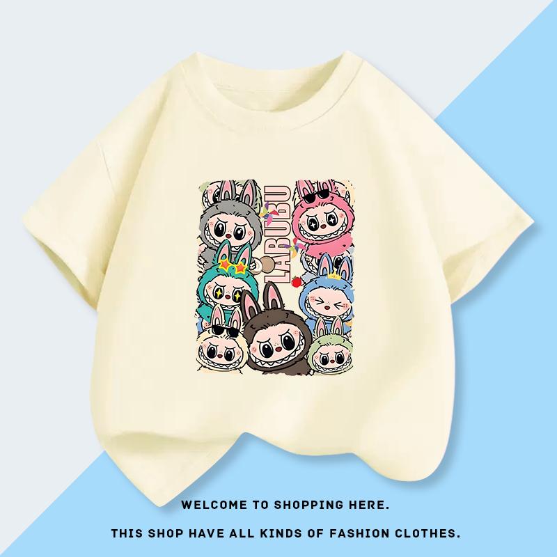 Labubu 3d Print Short-sleeved Children's T-shirt Fashionable Summer Clothes for Babies Half-sleeved Top for Big Kids