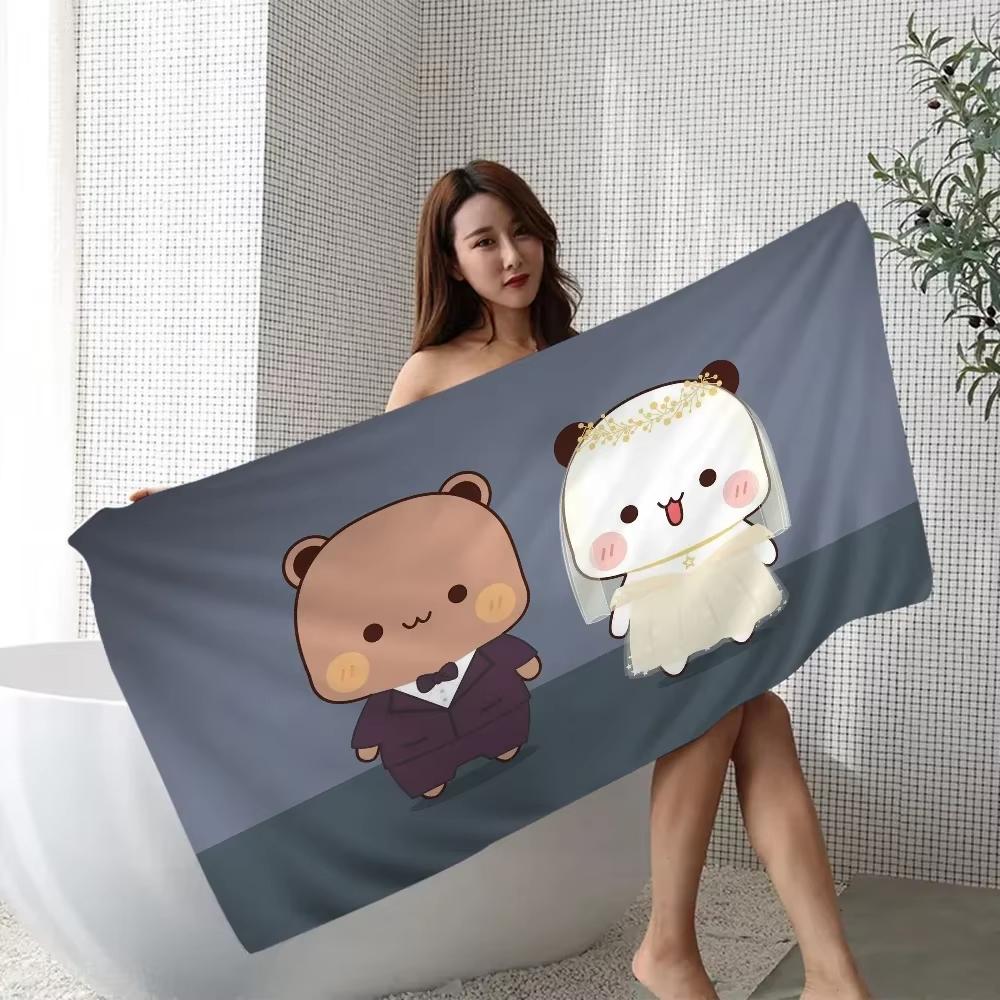 Cute Panda Bear Beach Towel Microfiber Soft Quick Dry Yoga Gym Sports Towel Kawaii Cartoon Print Bath Towel for Swimming Outdoor
