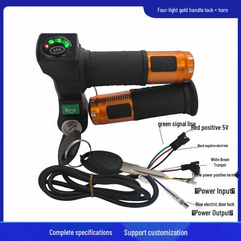 Vierlicht Elektroroller Gasgriff mit Schloss & Hupenanzeige.