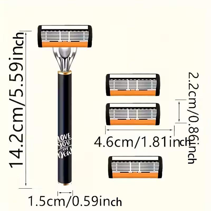 Six-Layer Razor Blade Shaver with Metal Holder for Hair Removal