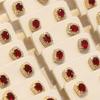 Earrings, Vintage Hepburn Style Imitation Red Corundum Zircon Stud Earrings, Luxury Anniversary Accessories