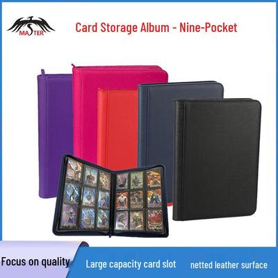 PU Leather Zipper 9-Grid Anime Card Storage Album with 360 Slots for Tabletop Game Cards