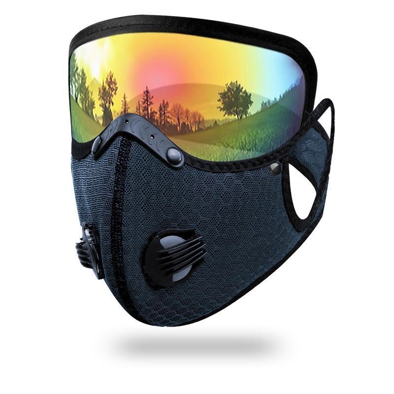 Comfortable Cycling Face Mask with Goggles Dust Proof Washable Reusable Windproof Mask for Outdoor Sports Riding Commute