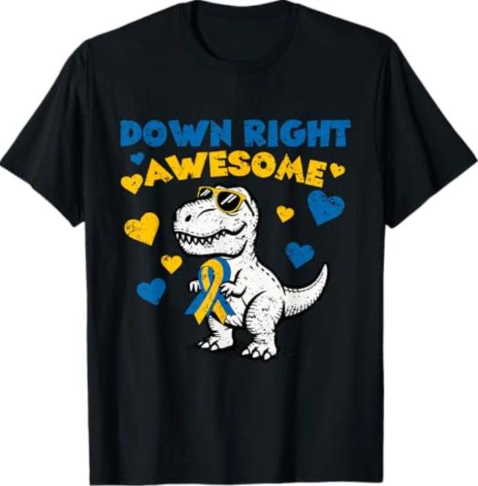 T-rex World Down Right Awesome Syndrome Day Awareness Kids T-Shirt M