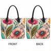  Boho Floral Print Tote Bag Large Capacity Casual Shoulder Bag for Daily Shopping Travel Lightweight Durable Handbag