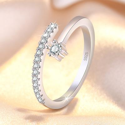 925 Sterling Silber Zirkon Verstellbare Verlobungsringe Für Frauen Hochzeit Eleganter Schmuck Damen Accessoires Geschenke