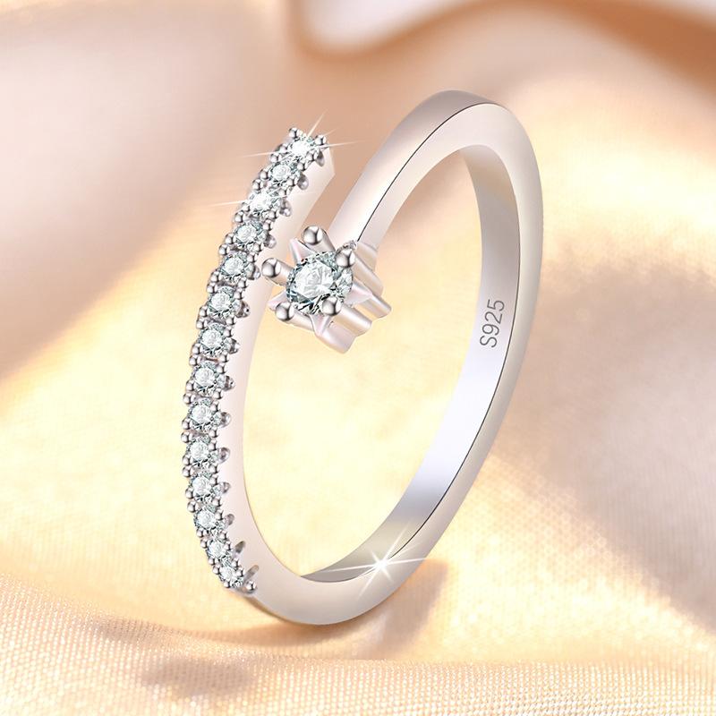 Original 925 Silver Ring High Quality Adjustable Opening AAA Zircon For Women Wedding Fine Fashion Jewelry Gift