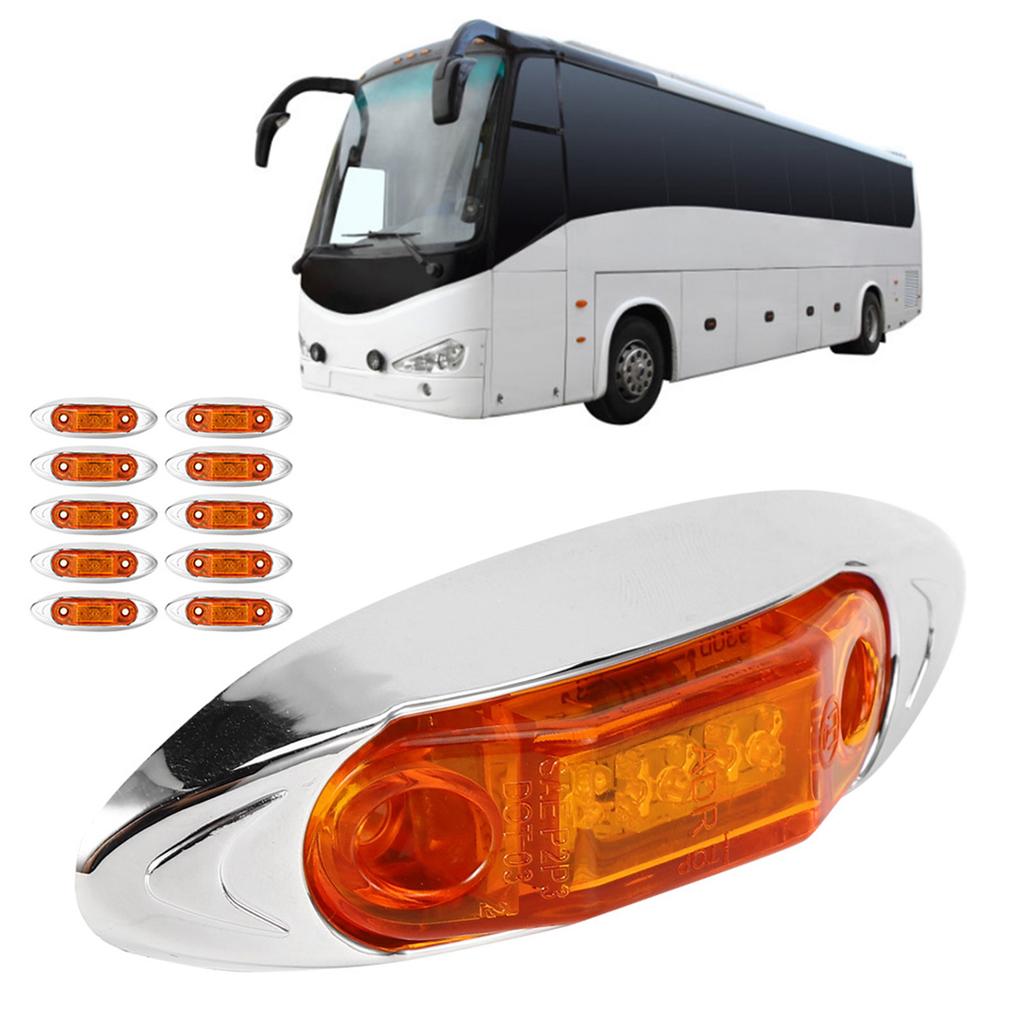 10pcs 3LED Side Marker Light Waterproof Dustproof Lamp for Truck Trailer Lorry