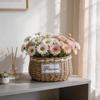 Handmade Straw Woven Flower Arrangement Basket for Home Decor