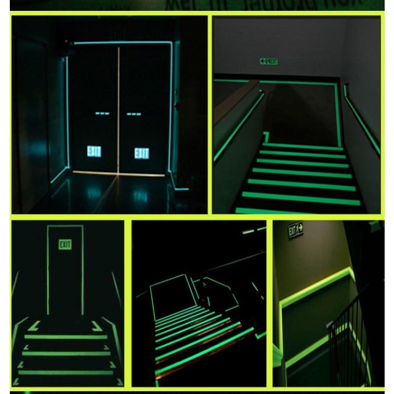 1VOLUME Luminous Tape Fluorescent Tape, Green Warning Ground Light Storage Staircase Anti-skid Sticker Reflective Luminous Tape