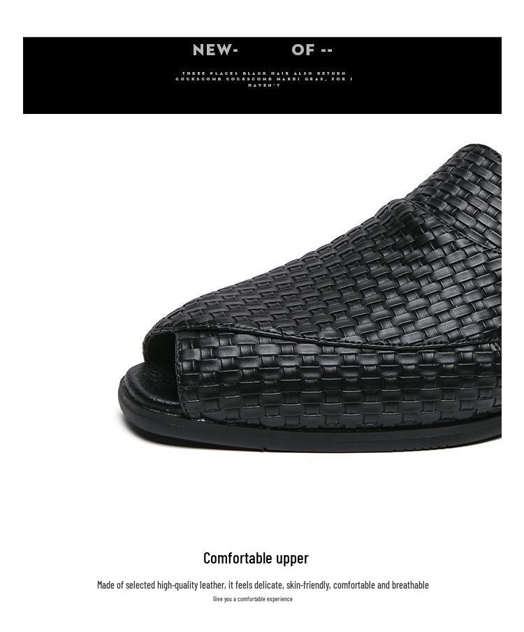 Men's Breathable Woven Buckle Sandals - Large Size Outdoor Beach Shoes