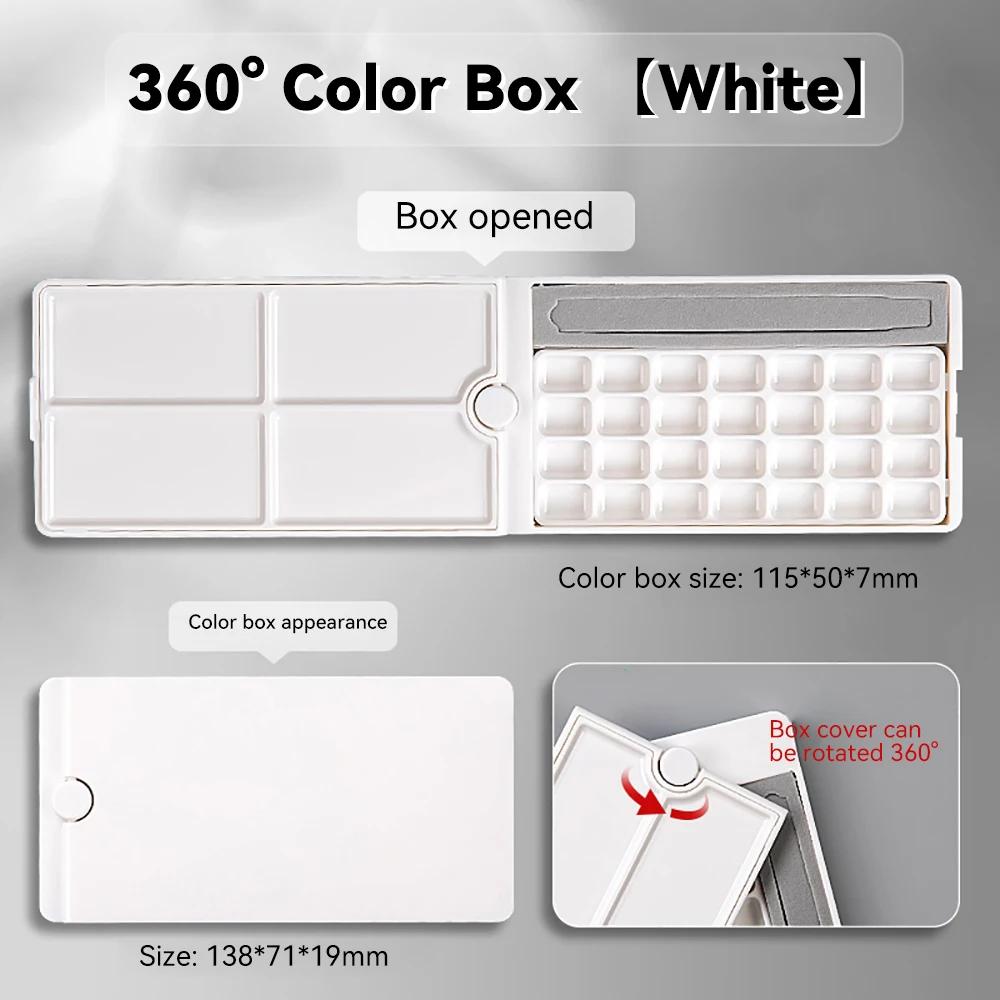 

360° Roating Empty Watercolor Palette Painting Paint Tray Box 24 Grid for DIY Travel Gouache Oil Acrylic Paint Palette Half Pan білий