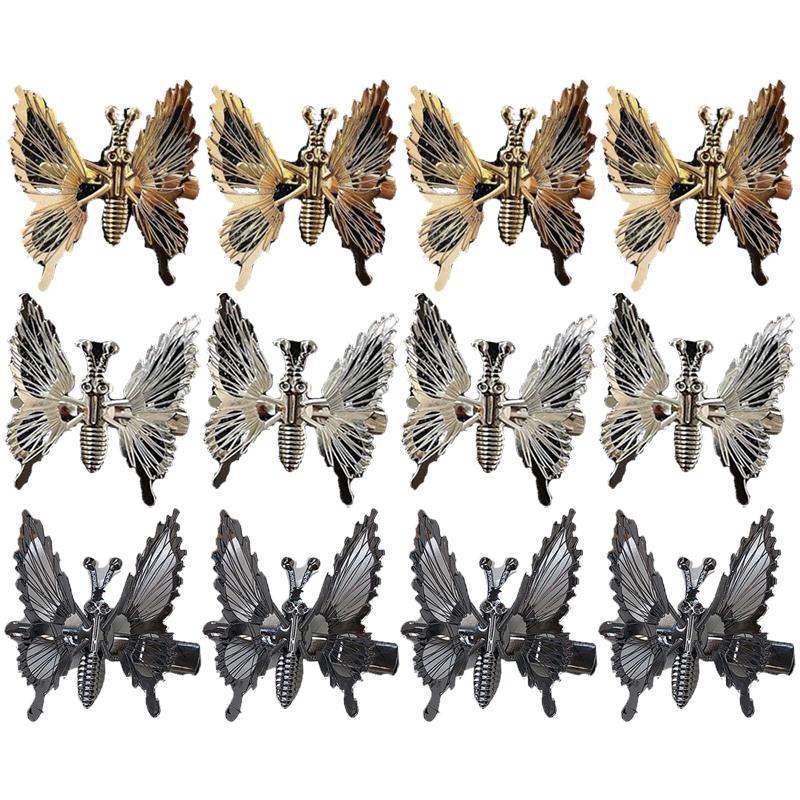 Metal Moving Butterfly Hair Clip Women Colored Rhinestones Duckbill Clip Sweet Hair Accessories
