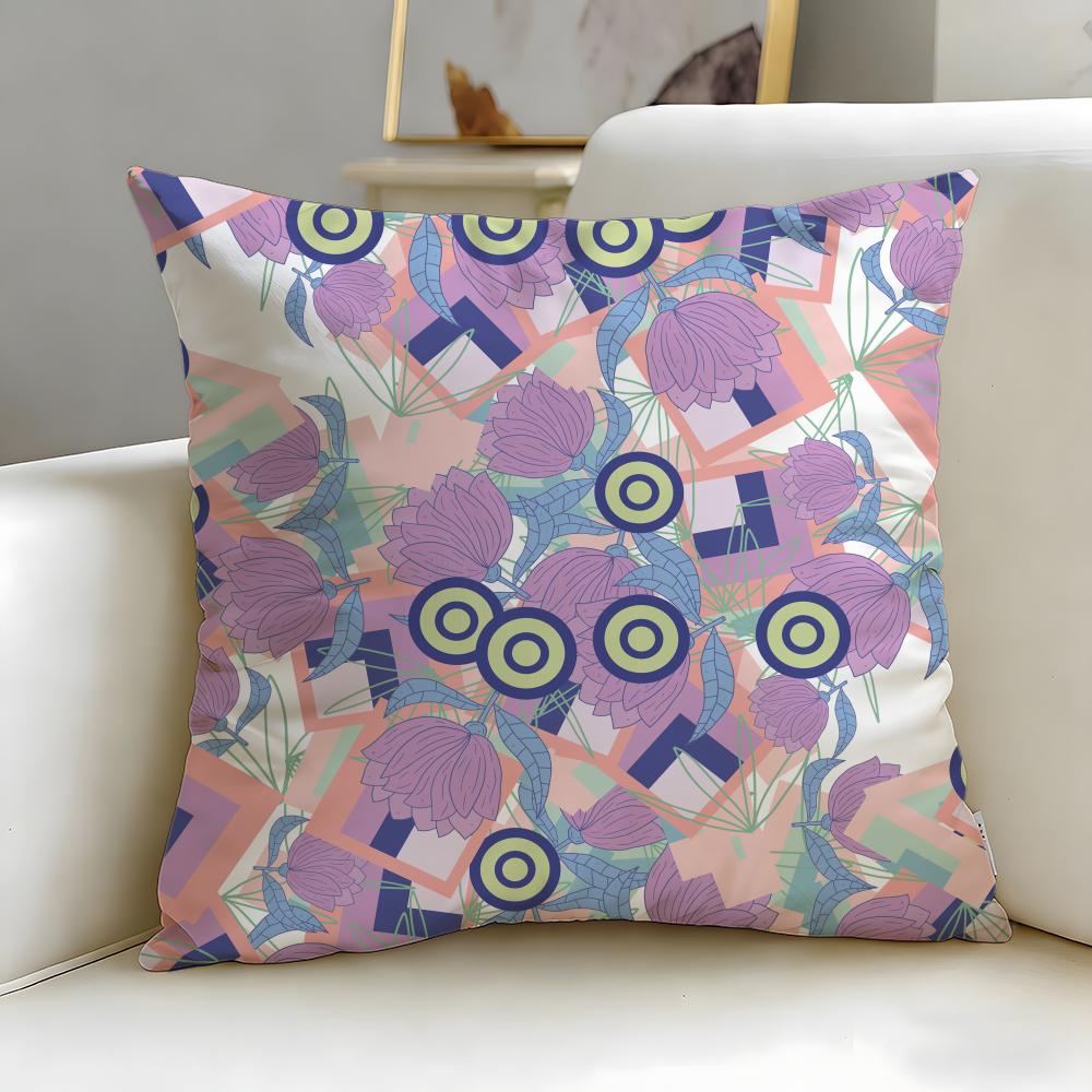 Art Theme Colorful Patchwork Pattern Cushion Cover Soft EasyWash Pillow Case Versatile for Couch Bed Travel and Office