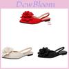 Flat Sandals For Women Summer Flower Pu Slip On With Low Back Strap For Adult Comfort