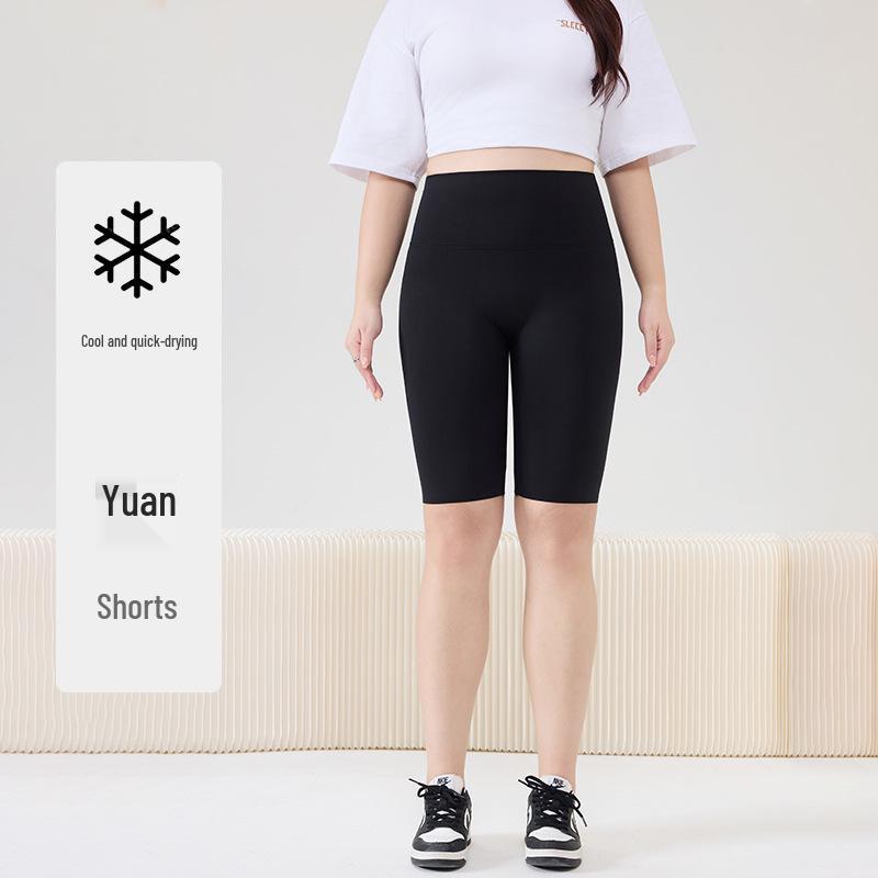 

Женские очень большие шорты для велоспорта и йоги из ледяного шелка - Летние легкие шорты-бермуды с 5 точками и дизайном акулий плавник 9XL