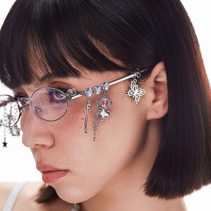 Personalized Sweet Cool Spicy Girl Eyeglasses Star Diamond Small Frame Elliptical Glasses For Women Trendy Eyeglasses