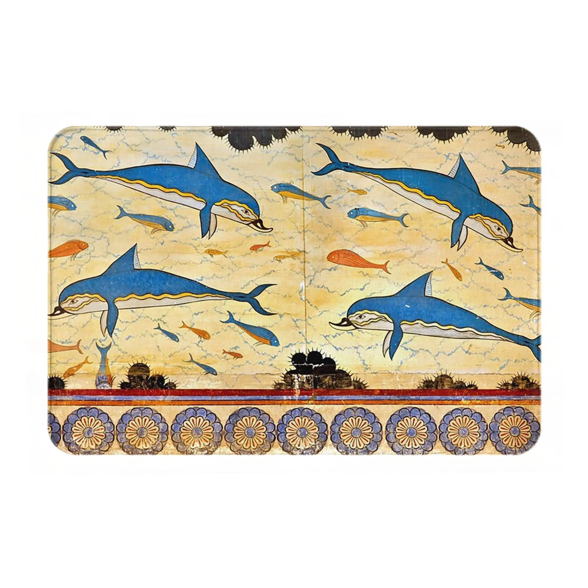 The Minoan Dolphins Anti-slip Doormat Floor Mat Absorbent Mat Carpet Rug for Kitchen Entrance Home Balcony Footpad Mats 40cm x 60cm