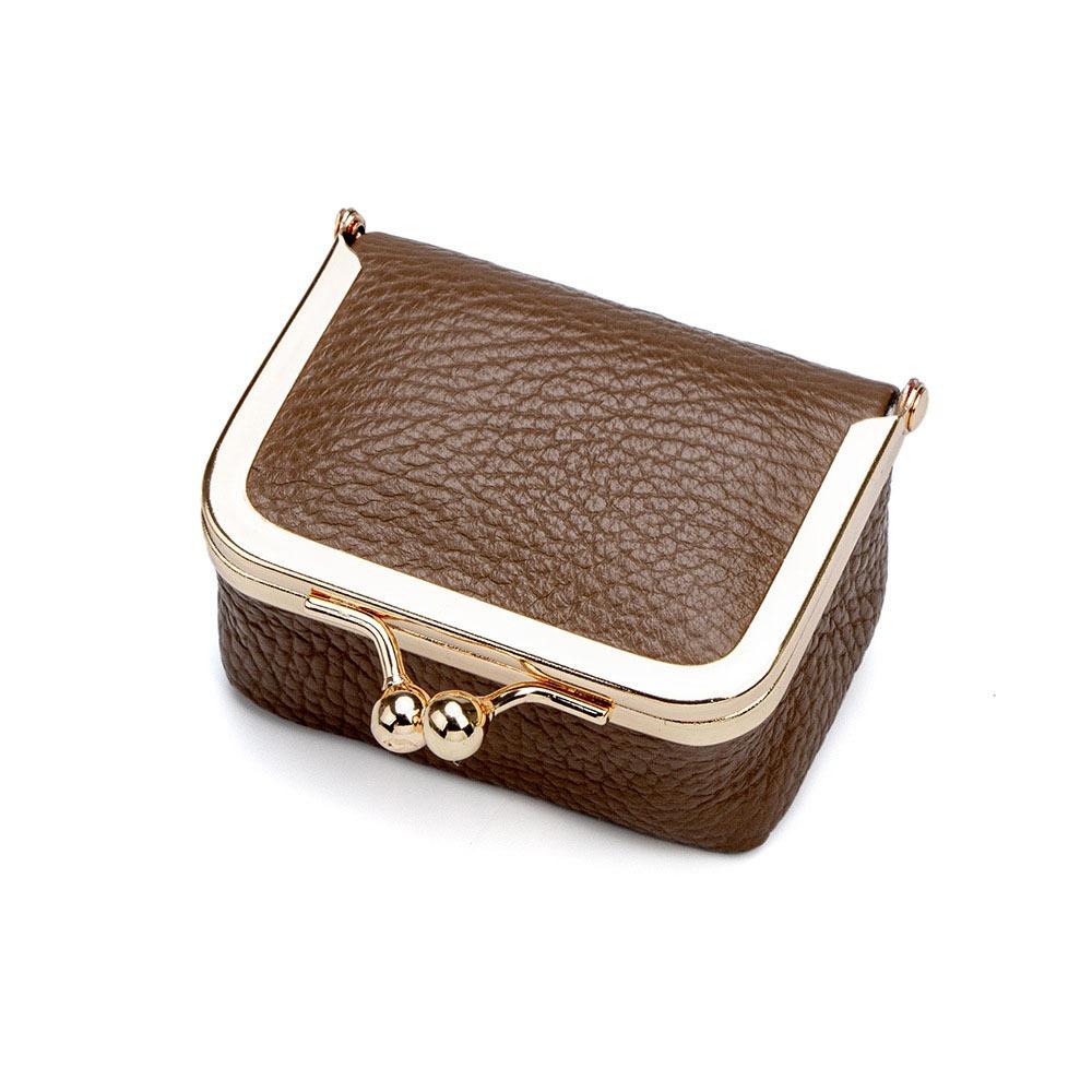 

Genuine Leather Kiss Lock Coin Purse Square Small Item Bag Soft Leather Jewelry Bag Ring