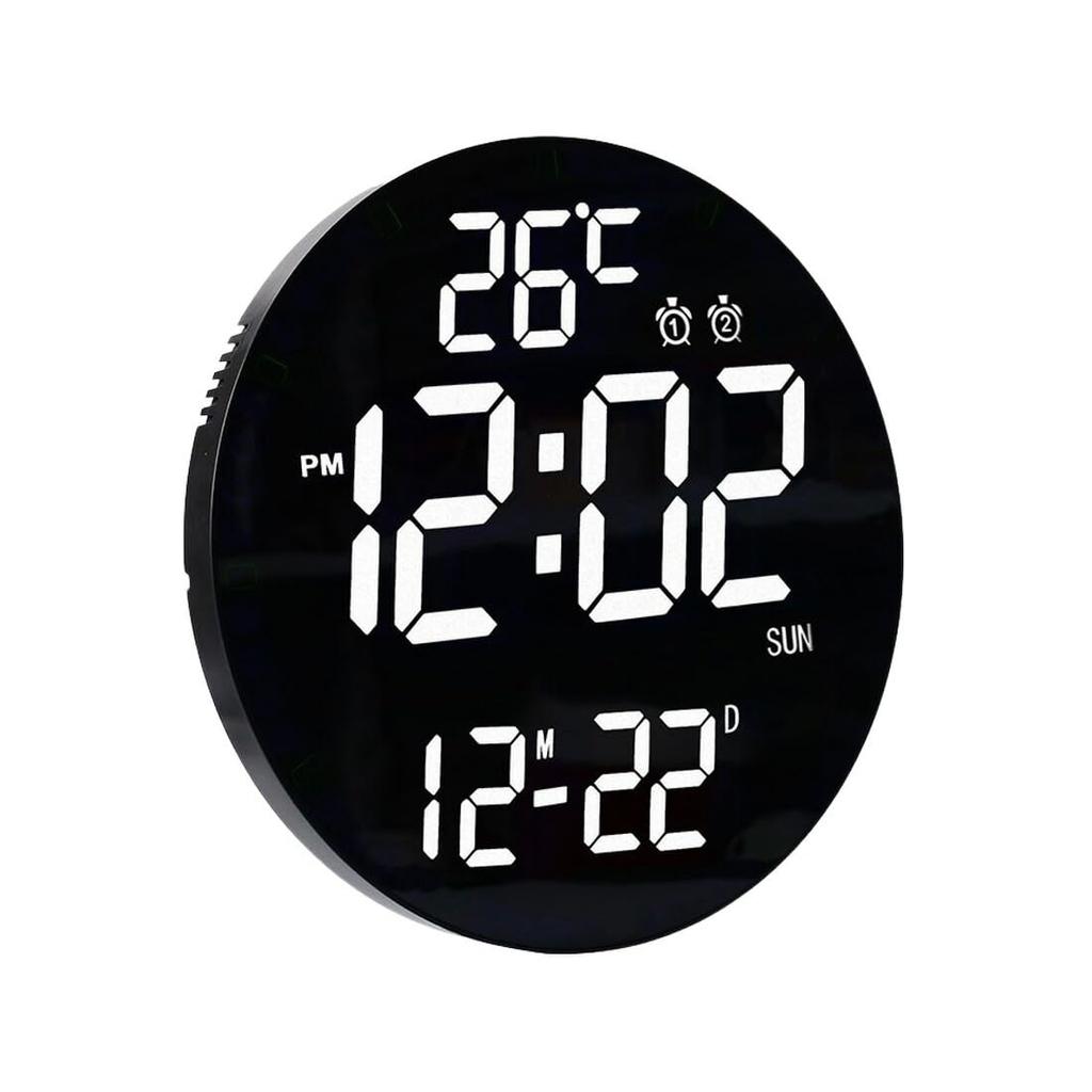 GOLWIS Wall Clock, Stylish, Cute, Digital, LED, Automatic Dimming, Wall Clock0059-1size-Black