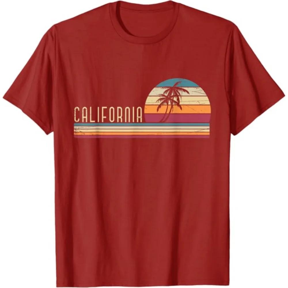 Cali Summer Vacation CA Palm Trees USA Retro California TShirt Men Women Summer Fashion Cotton Roundneck Shortsleeved Top