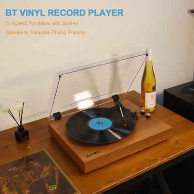 MzeliKing tourne-disque vinyle platine vinyle table en bois Vintage Gramophone Compatible avec