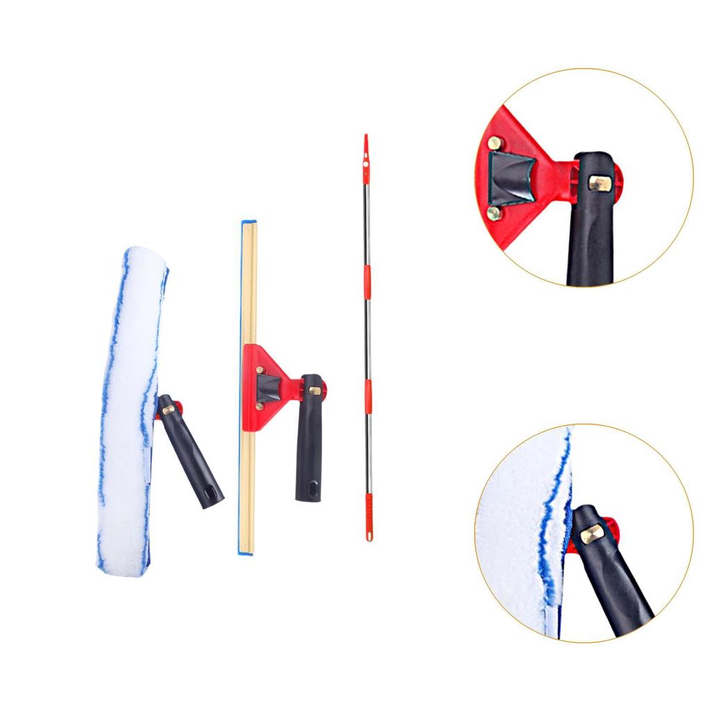 3x Glass Cleaning Scraper Set for Long Reach Extendable Squeegee Window Cleaner for Patio Bathroom Shower Garden High Window