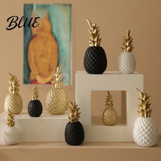 Resin Pineapple Decor Ornament Solid Hand-Painted Decorative Figure Modern Style Layered Set Home for Living Room Entrance Hall Display Durable