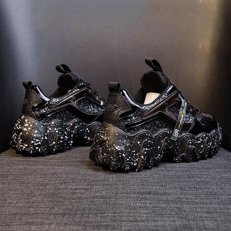 TUINANLE Reflective Chunky Sneakers Women Fashion Glitter Bling Vulcanized Shoes Woman Designer Platform Sneakers Shoes