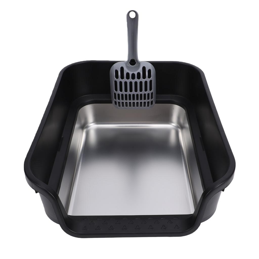 Cat Litter Box Large Size Open Top High Sided Easy Cleaning Stainless Steel Cat Litter Box for Home