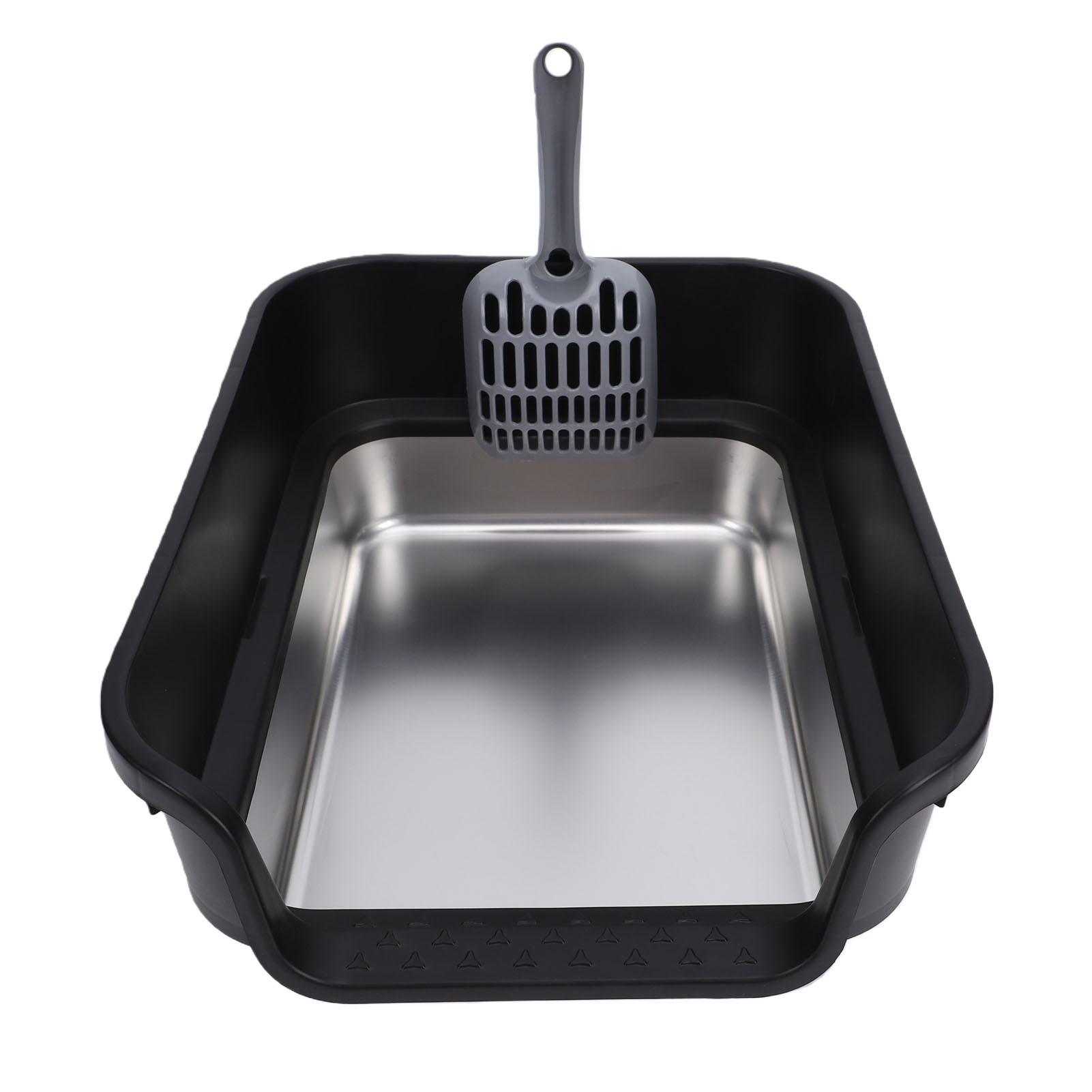 Cat Litter Box Large Size Open Top High Sided sy Clning Stainless Steel Cat Litter Box for Home
