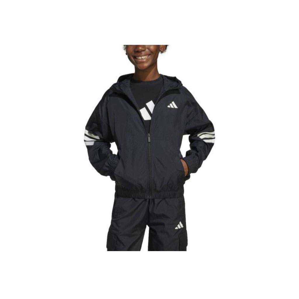 Adidas Jacket With Logo Print Long Sleeve Kids jackets Black JJ4791